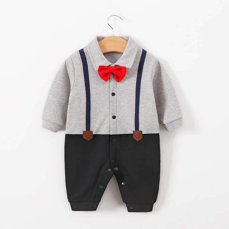 Baby Boy Suit-Style Romper with Bow Tie