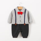 Baby Boy Suit-Style Romper with Bow Tie