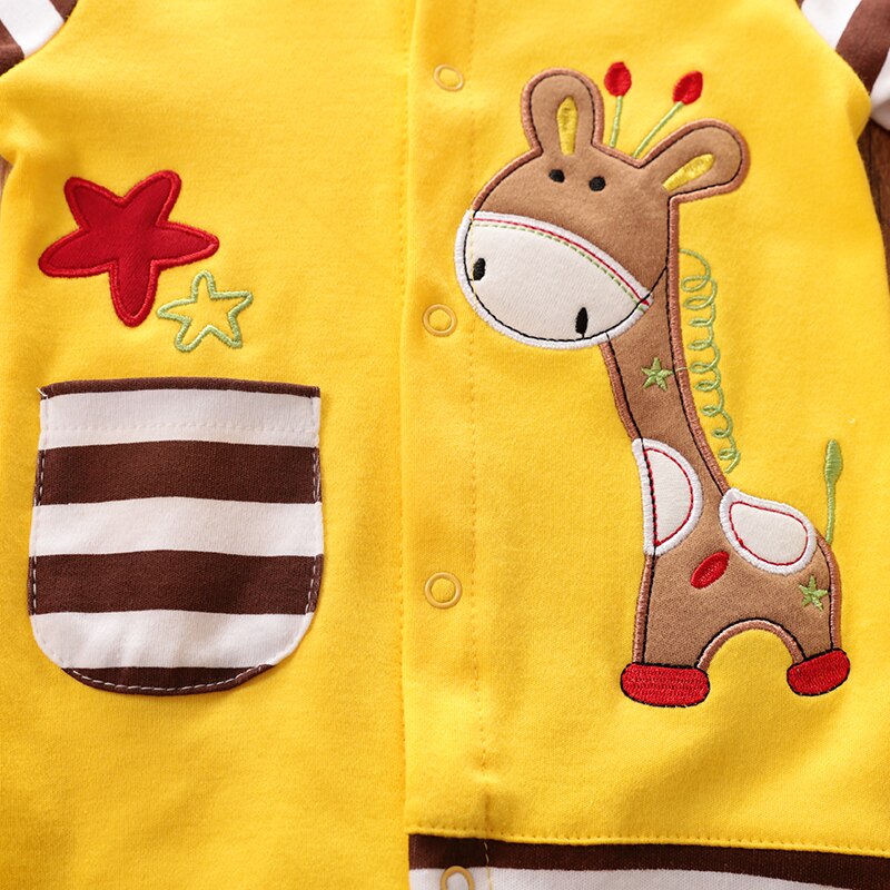 Yellow Giraffe Striped Baby Bodysuit Outfit