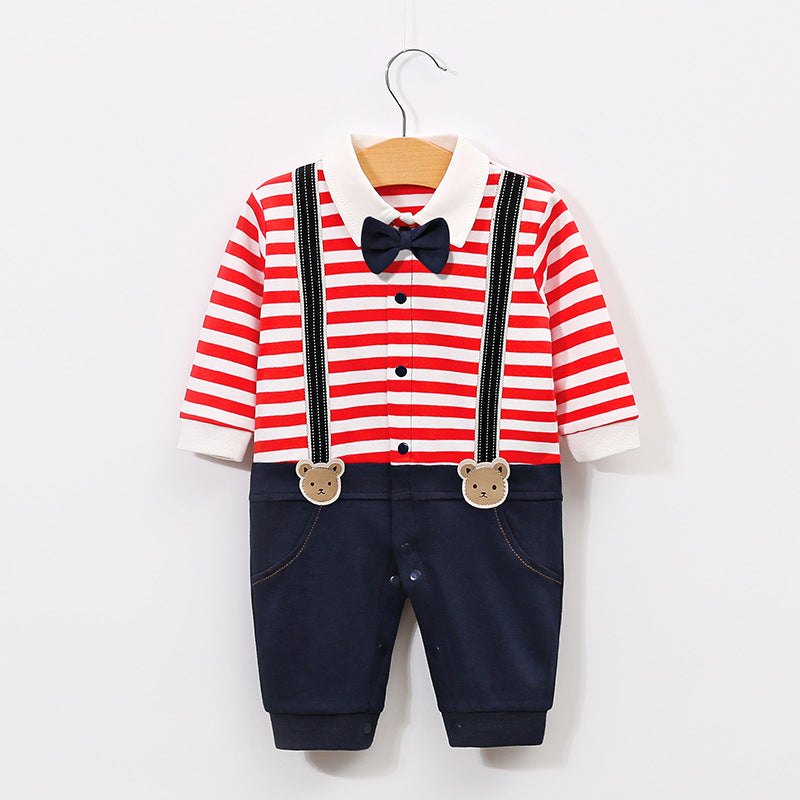 Baby Boy Suit-Style Romper with Bow Tie