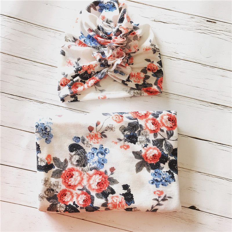 Baby Swaddle Blanket & Matching Headscarf Set
