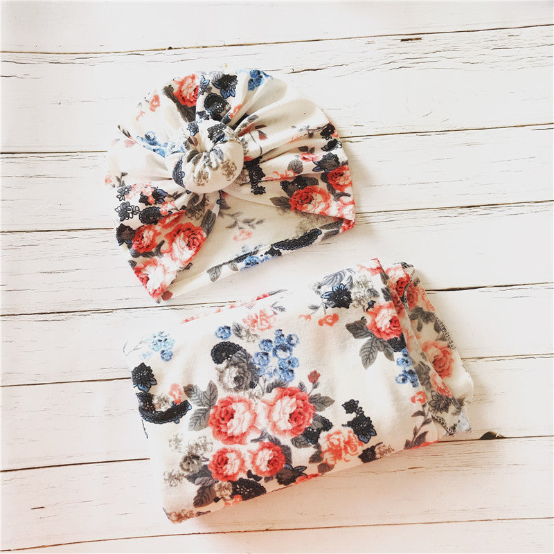 Baby Swaddle Blanket & Matching Headscarf Set