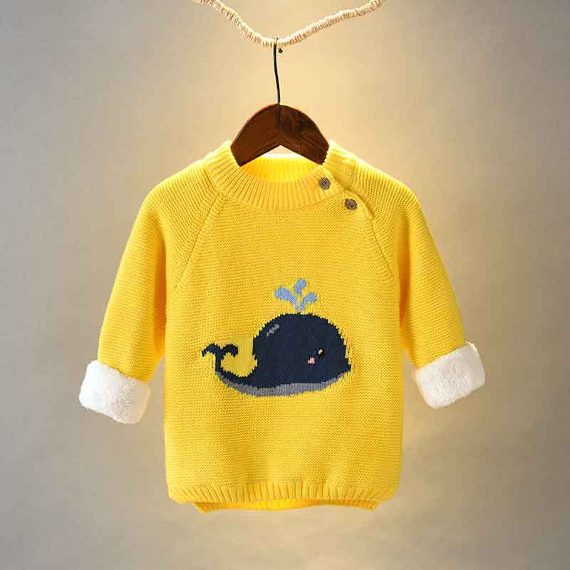 Blue Whale Long-Sleeve Baby Wool Sweatshirt