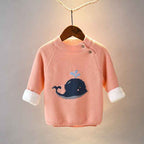 Blue Whale Long-Sleeve Baby Wool Sweatshirt