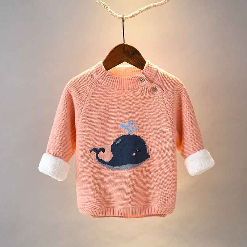 Blue Whale Long-Sleeve Baby Wool Sweatshirt