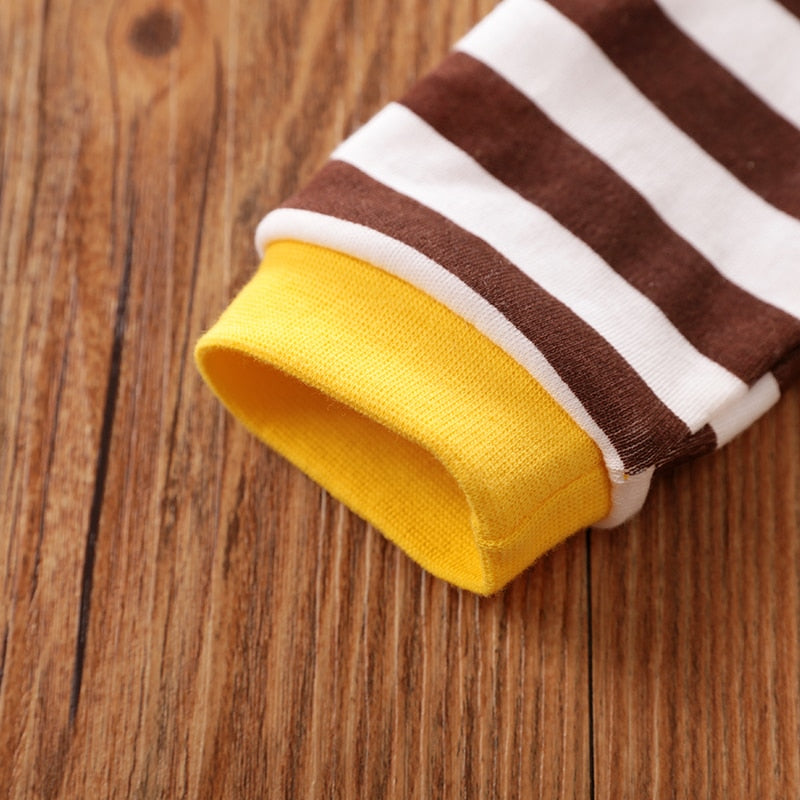 Yellow Giraffe Striped Baby Bodysuit Outfit