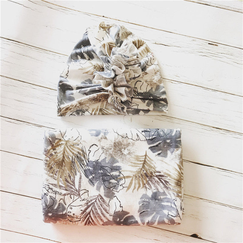 Baby Swaddle Blanket & Matching Headscarf Set