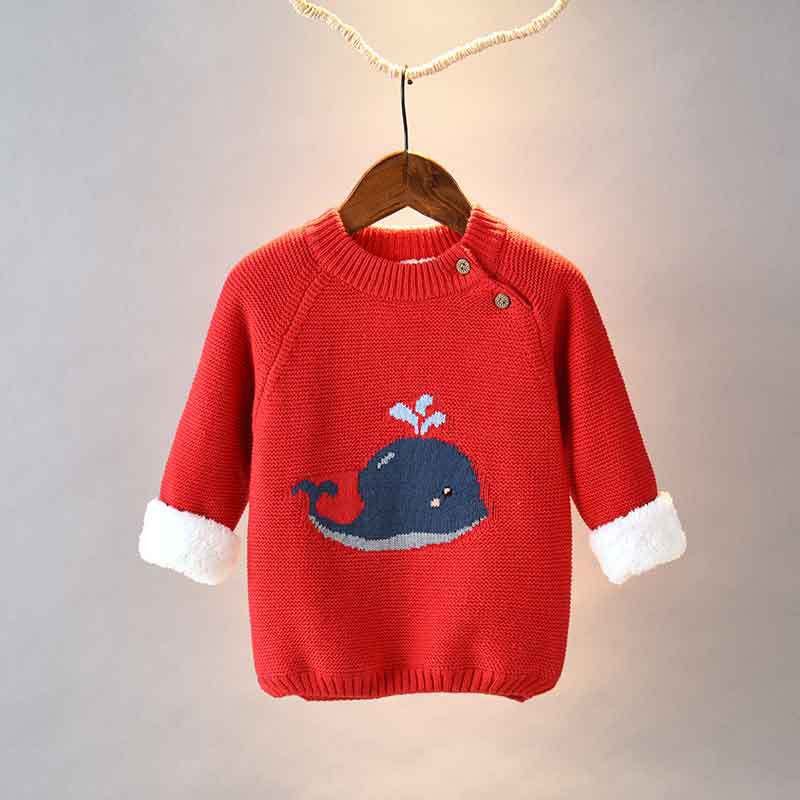 Blue Whale Long-Sleeve Baby Wool Sweatshirt