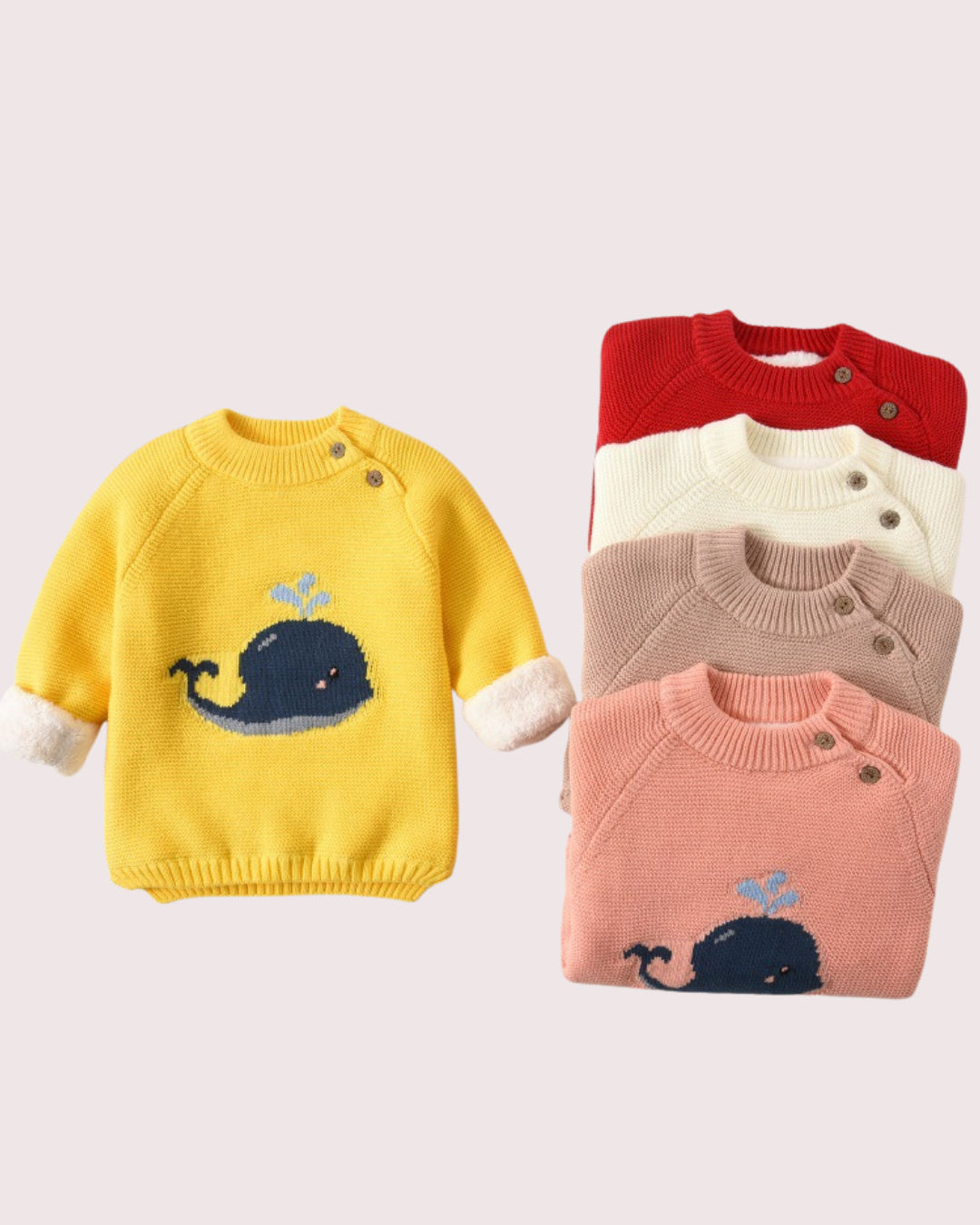 Blue Whale Long-Sleeve Baby Wool Sweatshirt