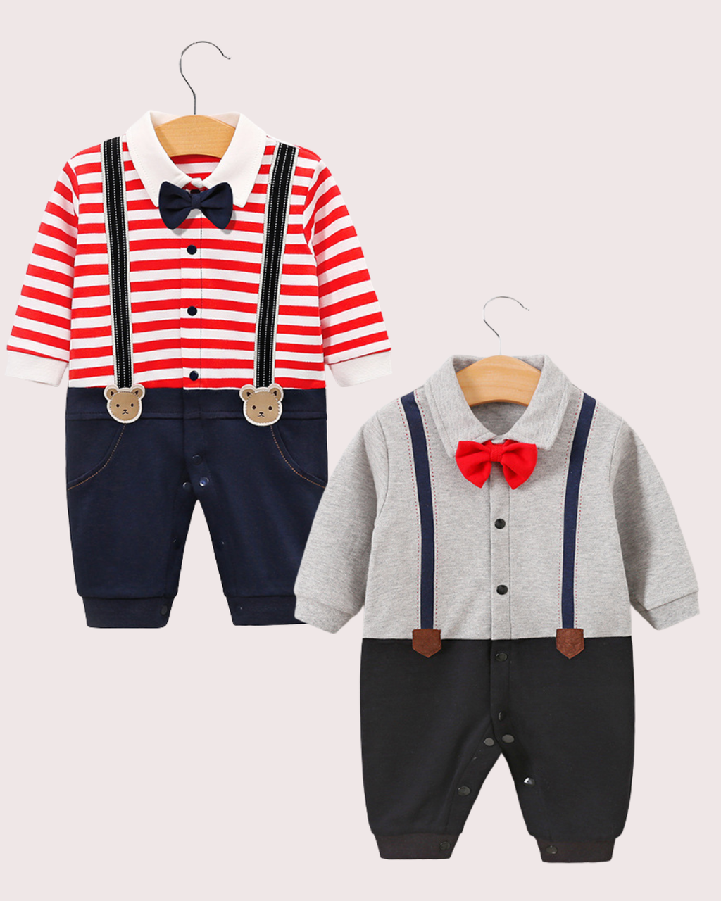 Baby Boy Suit-Style Romper with Bow Tie
