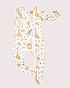 Cotton Teddy Bear Rainbow Giraffe Print Clever Zip Sleepsuit