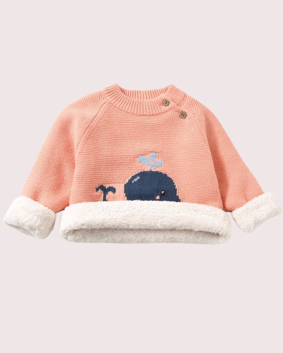 Blue Whale Long-Sleeve Baby Wool Sweatshirt