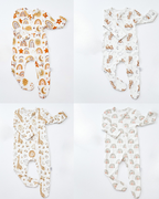 Cotton Teddy Bear Rainbow Giraffe Print Clever Zip Sleepsuit