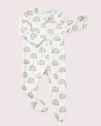 Cotton Teddy Bear Rainbow Giraffe Print Clever Zip Sleepsuit