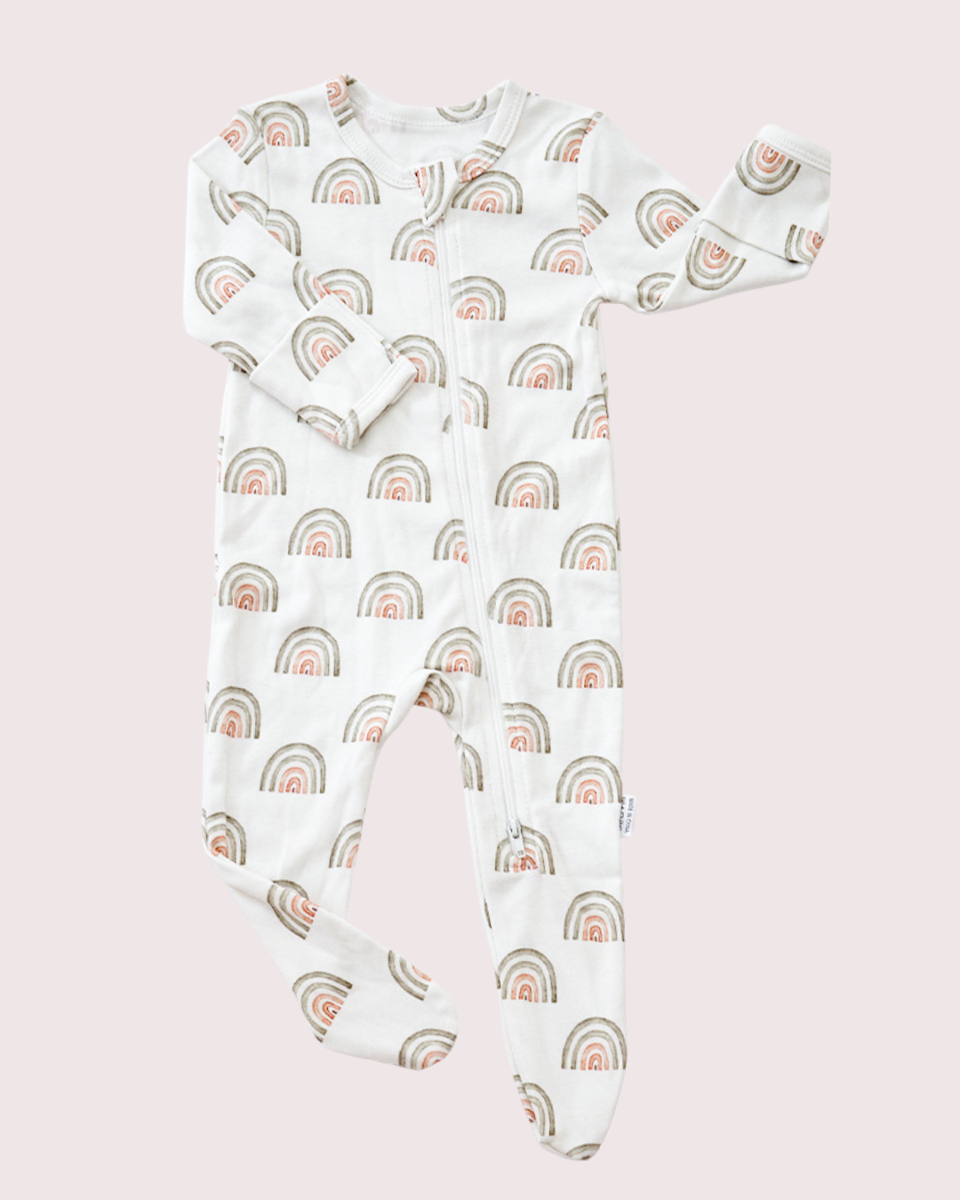 Cotton Teddy Bear Rainbow Giraffe Print Clever Zip Sleepsuit