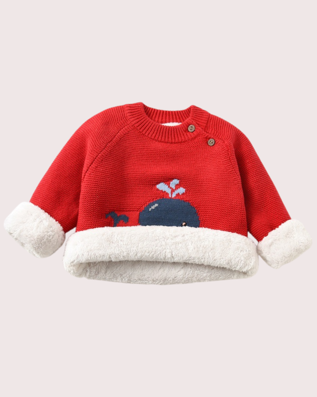 Blue Whale Long-Sleeve Baby Wool Sweatshirt