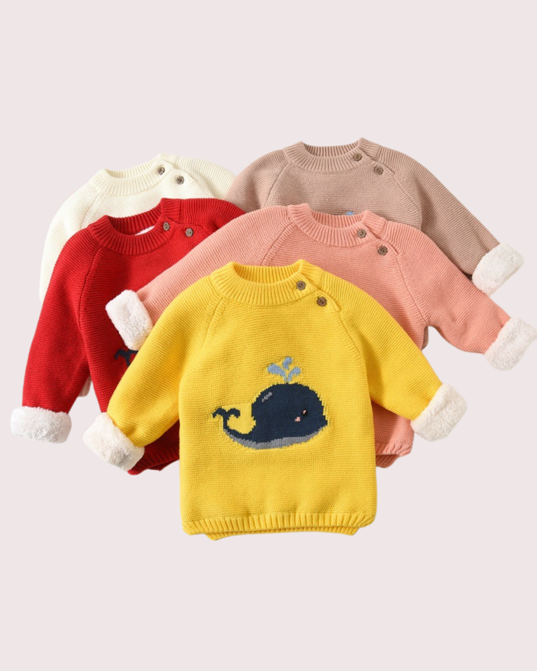 Blue Whale Long-Sleeve Baby Wool Sweatshirt