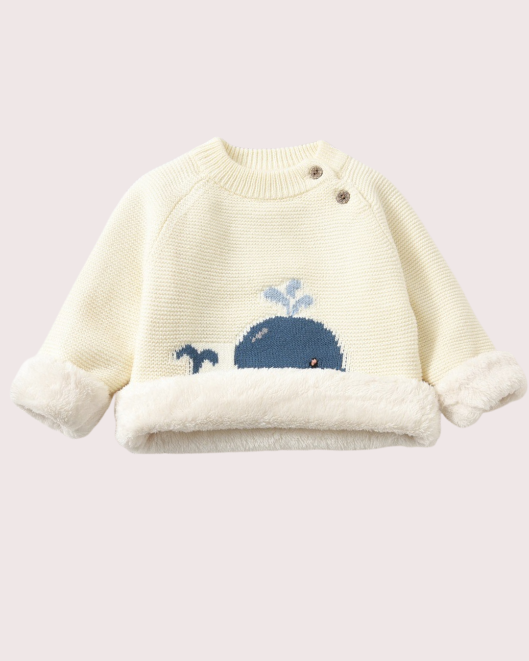 Blue Whale Long-Sleeve Baby Wool Sweatshirt