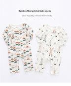 Light And Soft Bamboo Fiber Baby Jumpsuit Floral Animal Cute Print Spring Autumn Newborn Clothes Unisex Long Sleeve Baby Rompers For Boys Girls